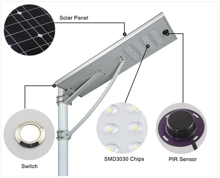 Direct Factory Sale High Brightness Long Lifespan LED Solar Street Light with Outdoor CCTV Camera